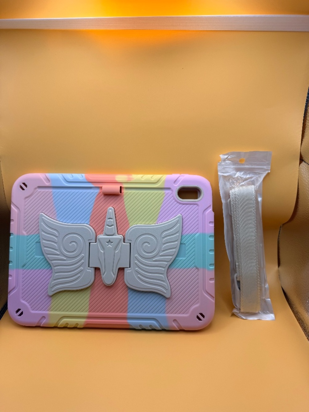Kids iPad 10.2 Case 7th 8th 9th Gen Butterfly Stand Strap